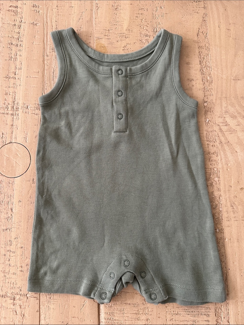 Colored Organics Nile Romper, Thyme Green, 3-6M